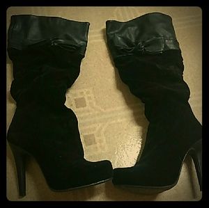 Black velvet boots